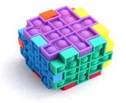 DIY Push Bubble Puzzles Toys Party Favor Silicone Sensory Cube pers per Bubbles Kids Board Game Squeeze Decompression Toy for Autism9894119