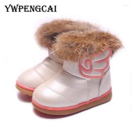 Boots YWPENGCAI 2024 Winter Children Real Fur Baby Toddler Girl Cotton-Padded Shoes Girls Warm Thick Snow #7HV0330