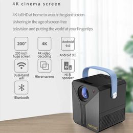 Projectors Q96 E300 4K Projector Android 9.0 5G WiFi 120 ANSI 1080P Portable Outdoor Projector HI-FI Speaker Mirror Screen J240509