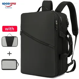 Backpack Customizable Business Men Bag Office Worker 17" Laptop Black Backpacks With Shoes Multifunction Travel