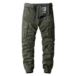 Pantaloni maschili 100% pantaloni cargo di cotone puro per maschi da maschi a tasca casual maschile che vola pantaloni casual a tutta lunghezza senza Beltl2405