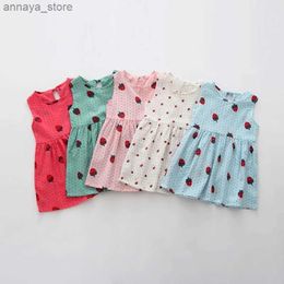 Girl's Dresses Childrens and Girls Dress Korean Summer Cute Print Sleeveless Dress Childrens Cute Pattern Princess Dress 2-9YL24045