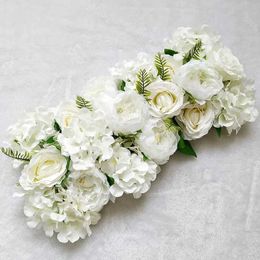 Decorative Flowers Wreaths Wedding Road Cited Flowers Silk Rose Peony Hydrangea DIY Arched Door Flower Row Window T Station Wedding Decoration 50cm