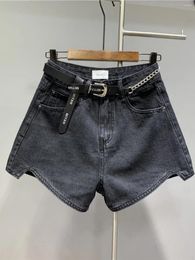 Women's Shorts Sexy Girl Black Denim Short Pant Summer High Waist All-Match Casual Wide Leg 2024 Trendy Women Jeans