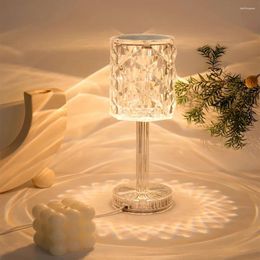 Table Lamps The 1PC Tri-color USB Plug Adjusts Romantic Diamond Ambience 0f Bedroom Desktop Decor Crystal Lamp