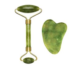 epack jade roller gua sha scrapping tool set Ageing facial massager authentic jade stone roller for face natural f4453306