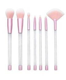 DIY 7pcs Glitter makeup brushes Transparent empty handle Makeup Brush set with PVC Bag make up Tools6031842