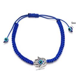 ship 20pcs Lucky Kabbalah blue String Thread Hamsa Bracelets Blue Turkish Evil Eye Charm Women Handmade Friendship Jewelry5112161