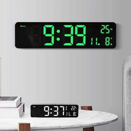Wall Clocks 10 inch LED digital wall clock intelligent brightness touch control time and date indoor temperature 2 alarm nap large desktop Q240509