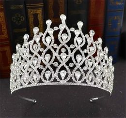 Headpieces Baroque Vintage Sliver Crowns And Tiaras Crystal Bridal Women Tiara Crown Pageant Prom Diadem Wedding Hair Dress Access9905056