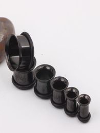 Stainless Steel black Single Flare Flesh Tunnel F21 Mix 314mm 200pcslot Ear plugs Piercing jewelry2566571