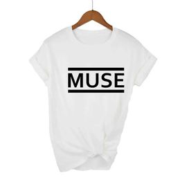 Women's T-Shirt Harajuku MUSE Letter Printed T Shirt Summer Female Casual Kawaii O-neck Tops Fashion Soft Creative Short Slve Leisure Ts Y240509