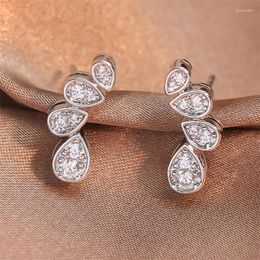 Stud Earrings UILZ Fashion Water Drop Zircon For Women Simple Leaf Earring Party Jewellery Gifts