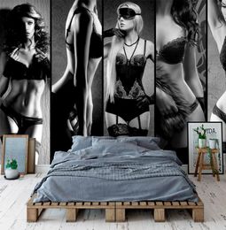 Custom Wall Papers Modern Body Art Po Wallpaper Black white sexy woman Wallpaper Love el Wall Mural Bedroom Bar Papel 2537407