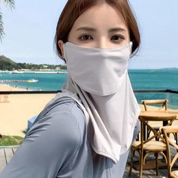 Scarves UV Protection Silk Mask Solid Colour Sun Proof Bib Face Cover Neck Wrap Summer Sunscreen Scarf