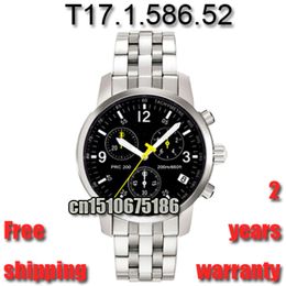 Hot New 2016 All-Steel Strap Chronograph Mens Watch Sapphire Glass Model T17 1 586 52 100% original Swiss ETA Movement T17158652 T17 2415