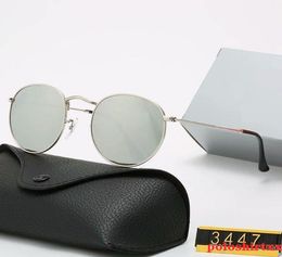 2021 Classic Design Brand Round Sunglasses UV400 Eyewear Metal Gold Frame Glasses Men Women Mirror glass Lens Sunglass with box5417679