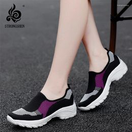 Casual Shoes STRONGSHEN Women Fashion Mesh Breathable Sport Sandals Summer Wedge Platform Sneakers Non Slip Sandalias