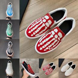 Skel Toe Slip-On Men Women Casual Shoes Designer Skeleton Sneaker Canvas Flat Black White Red Green Blue Bones Runner Man Platform Trainers Sports Sneakers EUR38-45