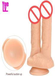 YUELV 827 Inch Double Headed Dildo Adult Sex Toys For Women Anal Vaginal Artificial Penis With Suction Cup Gspot Stimulate Femal3469178