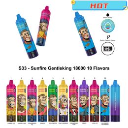 Sunfire Disposable Vape Original 25ml Vaper Big Puffs E Cig Pro Max Puff 18000 9000 Vape Digital display Rechargeable 850mAh Battery UK Holland Spain