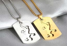 Pendant Necklaces 316L Stainless Steel Animal Couple Jewellery Gecko Necklace Cut Mosaic No Fade6899806