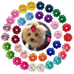 Dog Apparel 20pcs Hand-made Hair Bows Exquisite Bright For Dogs Pets Small Rubber Bands Accessories