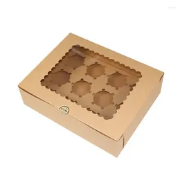 Take Out Containers 12 Grids Cupcake Boxes Cardboard Muffin Bakery Window Cake Carriers Cookies Candy Box Wedding Birthday Party Supplies