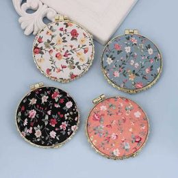 Compact Mirrors 1 mini makeup compact pocket flower mirror portable double-sided folding for womens retro gift Q240509