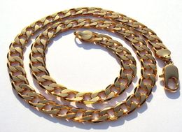 Solid Gold GF AUTHENTIC 18 K Stamped 10mm 24quot Link Curb Cuban Chain fine necklace Made3742000