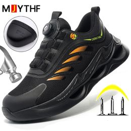 Rotating Button Men Sport Shoes Protective Boots Anti-smash Anti-puncture Safety Shoes Men Work Boots Indestructible Shoes 240504