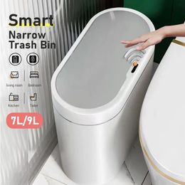 Trash Can Smart Dustbin Narrow Kitchen Bin Bathroom Toilet Waterproof Automatic Wastebin Accessories 240510