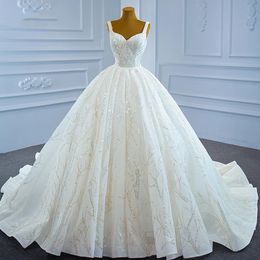 2024 Luxury Ball Gown Wedding Dresses Sweetheart Sleeveless Straps Lace Sequins Bride Formal Gowns Robe Mariage Vestidos De Novia Customed