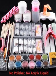 Acrylic Nail Art Kit Manicure Set 12 Colours Nail Glitter Powder Decoration Acrylic Pen Brush Art Tool Kit For Beginners5113685