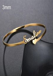 fashion customized stainless steel name bracelet gold plated personalized letters Bangle woman jewelry16078332650362