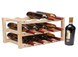 Wooden 12 Bottle Red Wine Rack Holder Creative Foldable Shelf Wine Wood Mount Bar Display Shelf Folding Wood Bottle Holders9345200