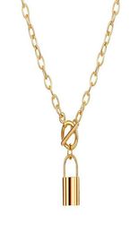 New Retro OT Buckle Lock Necklace Simple Gold Color Lasso Necklace for Women Punk Collares Jewelry G12062287224