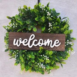 Decorative Flowers Artificial Eucalyptus Garland Welcome Sign Front Door Wreath Home
