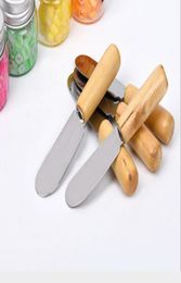 Stainless Steel Cutlery Butter Spatula Wood Butter Knife Cheese Dessert Jam Smear Knife Portable Travel Party Knife Breakfast Tool1250557