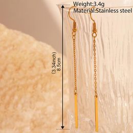 Hoop Earrings Stainless Steel Minimalist Geometric Lines Long Tassel Chain Korean Fashion French Dangle For Women Jewellery