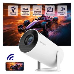 Projectors HY300 Mini HD Projector 2.4G 5G Dual WIFI Android 11.0 120ANSI Bluetooth BT4.1 1280 * 720P Home Theatre Outdoor Portable Projector J0510 J0518