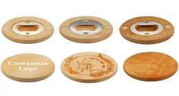 Can Customise Blanks Openers DIY Engraving logo Wood Round Bottle Opener Coaster Fridge refrigerator Magnet Decoration FY3882 04201753968