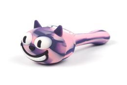 glow in the dark funny cat face hand Pipes for smoking Heady silicone Piipes Pyrex Spoon Pipe Bongs Oil Nail5197760