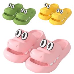 Designer Cute cartoon little crocodile slippers women summer indoor EVA thick soles non slip breathable green cool slippers for external wear