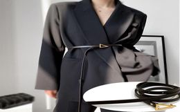Belts Designer Brand Gold Triangle Buckle Belt Women039s Thin Simple Korean Decorative Pu Leather Pin Fashion Skirt5738359
