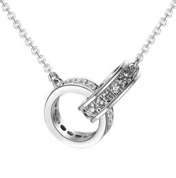 Diamond Tennis Pendant Double Ring Interlocking Luxury Jewellery Rose Gold S925 Silver Collarbone Jumper Chain Fashion Simple Neckla6251317