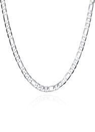 Plated sterling silver necklace 20 inches men039s 6M flat three room one chain DHSN032 Top 925 silver plate Chains Necklac9450455