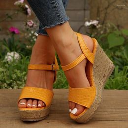 Dress Shoes Designer 2024 Summer Women Sandals High Quality Wedges Heels Peep Toe Platform Roman