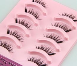 5 Pairs Half False Eyelashes Natural Crisscross Messy Thick Soft Fake Eyelashes 100 Handmade Transparent Stems Makeup Lashes4891662