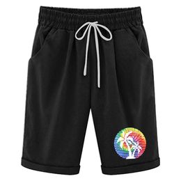 Women's Shorts Women Coconut Tr Print Summer Drawstring Prints Shorts Lacing Beach Cotton Pants Workout Pocket Five Point Pantnes Cortos Y240504